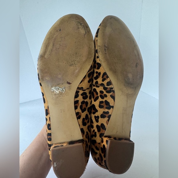 J. Crew Brown and Black Leopard Print Flats calf hair women’s size 7.5 - Picture 3 of 6